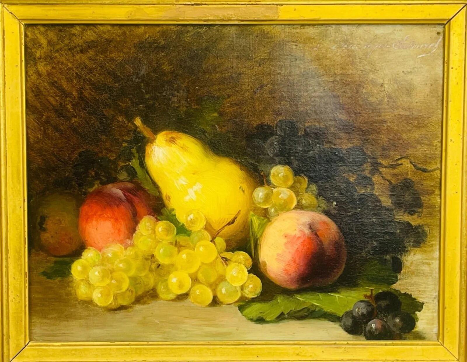 Descamps-Sabouret, still life with fruits, oil on canvas signed