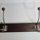 Wall coat rack, two double hooks, steel and wood, 50 cm