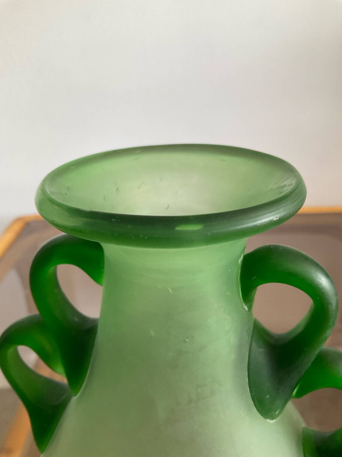 Pair of vintage glass paste ear vases