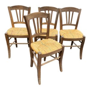 4 chaises paillées anciennes