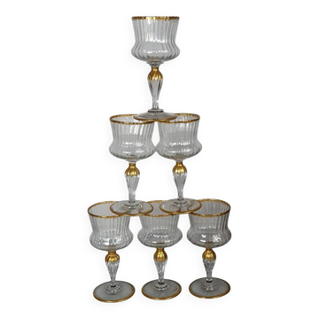 6 large glasses service Ducal Daum Nancy with fine gold highlights 17.5 cm D235