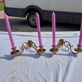 Pair of Bronze Candlesticks with 2 Arms of Lights