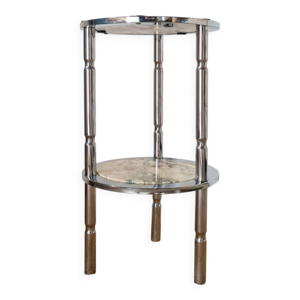 Table d'appoint en marbre et chrome, Italie années 70