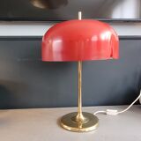 Vintage table lamp with bell shade and brass base