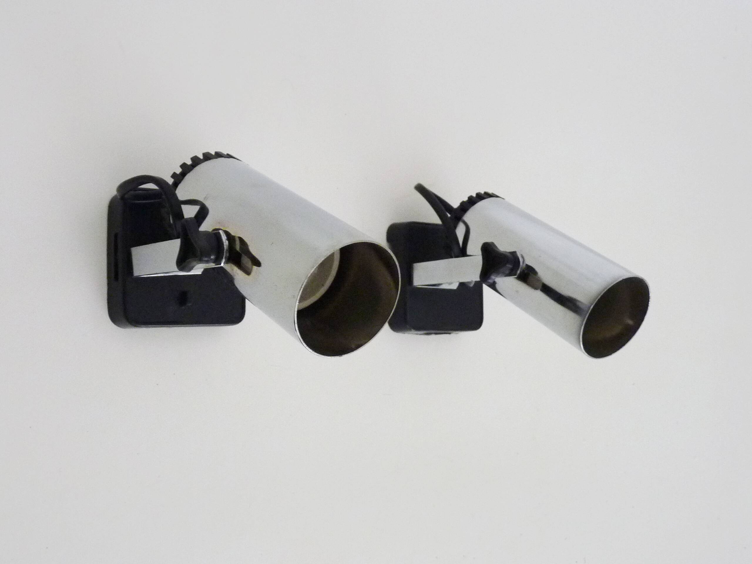 Pair of Targetti style adjustable spotlight wall lights from the 1970s