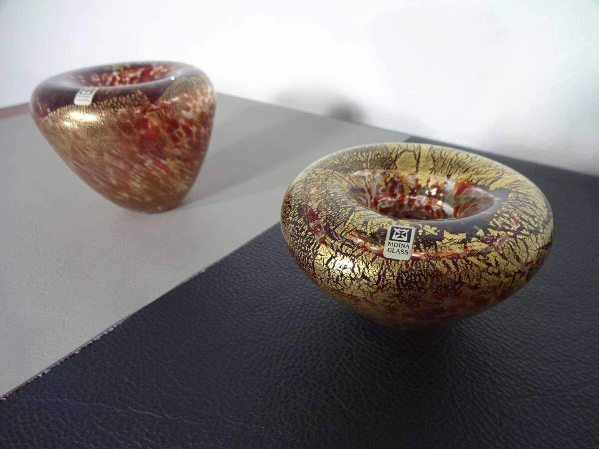 Maltese Glass Ashtrays from Mdina, 1960s, Set of 2