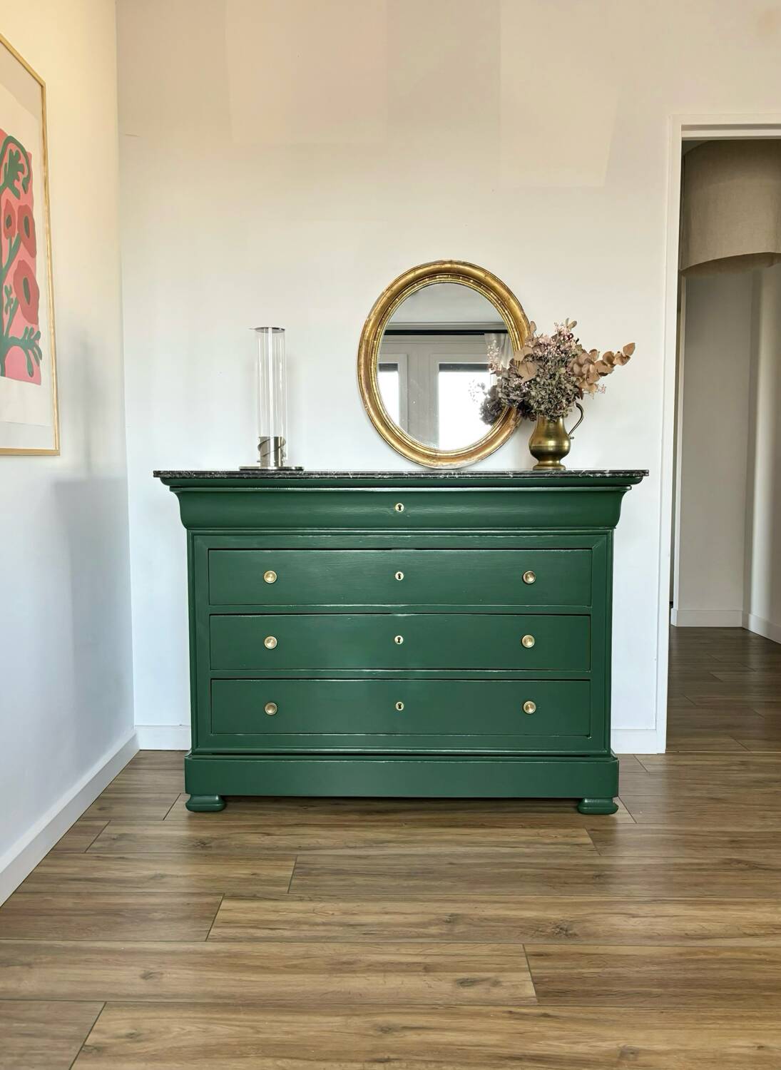 Commode Louis Philippe bois massif plateau marbre