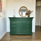 Louis Philippe chest of drawers with solid wood and marble top