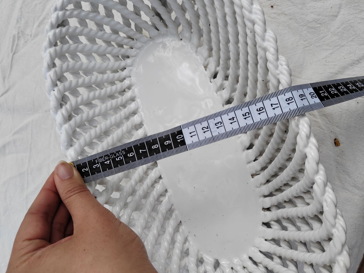 White woven ceramic planter mid-twentieth