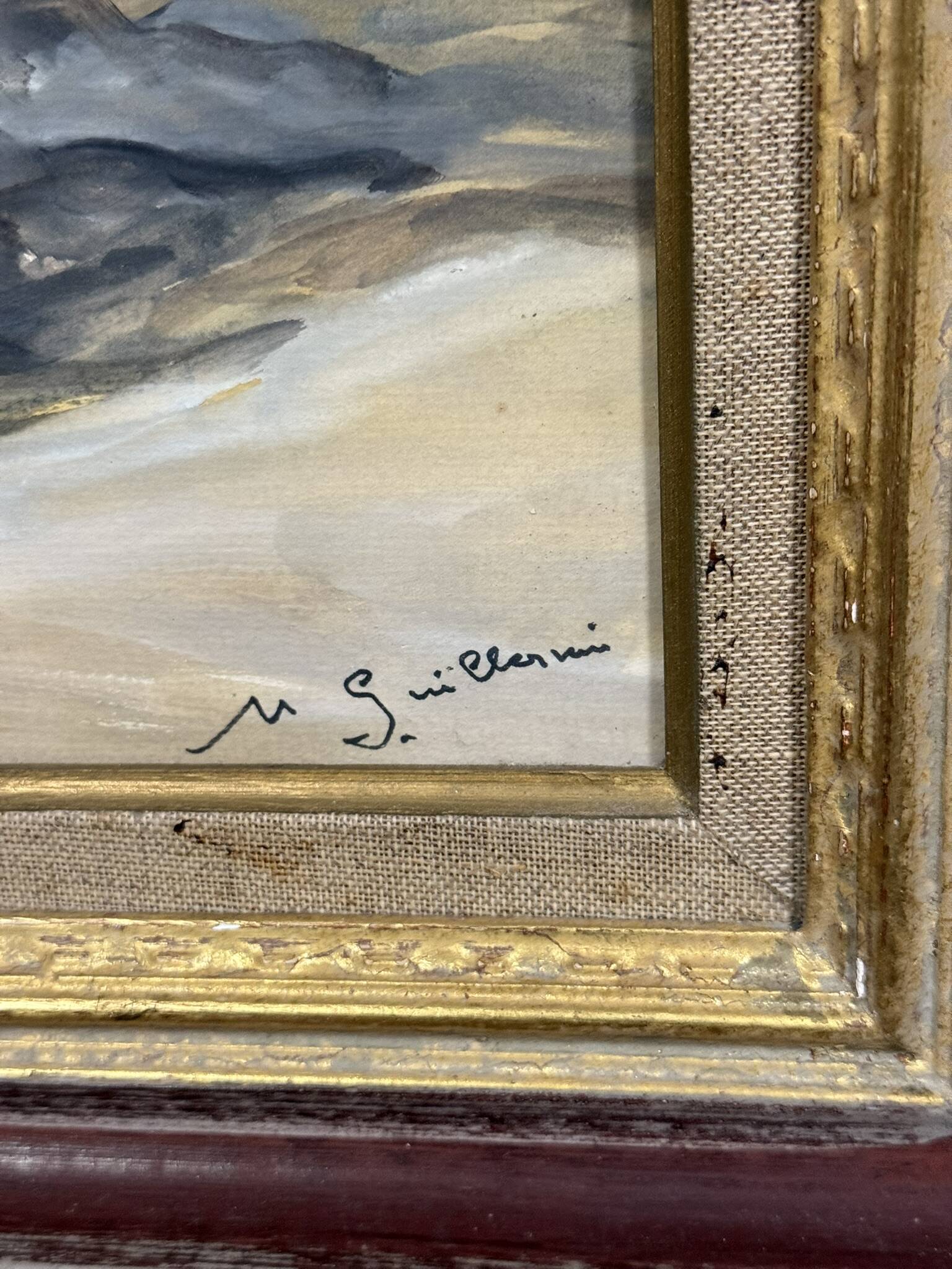 Guillermin M.: oil on panel rural landscape