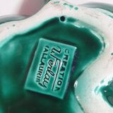 Empty pocket dish in green ceramic barbotine in Ferlay Vallauris, a small sparkle 17cm by 14cm
