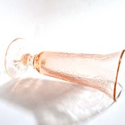 Vintage pink moulded glass cornucopia vase – bead and heart decoration