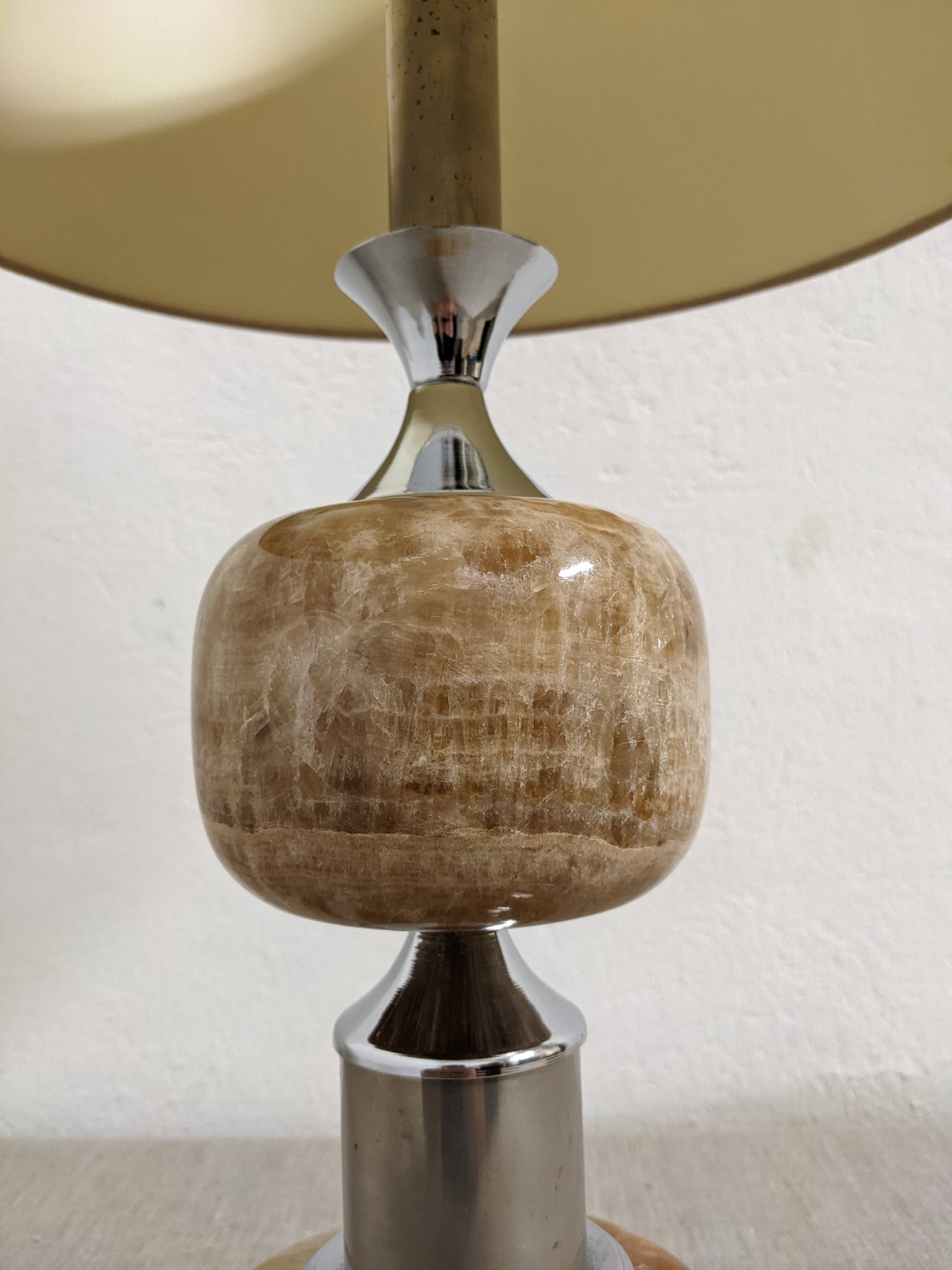 Living lamp in onyx and chromed metal from the 60s/70s