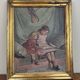 19th century French school: oil on panel "the drawing lesson" circa 1860