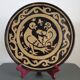 Vintage plate from Dauphiné in glazed terracotta Couple of pigeons