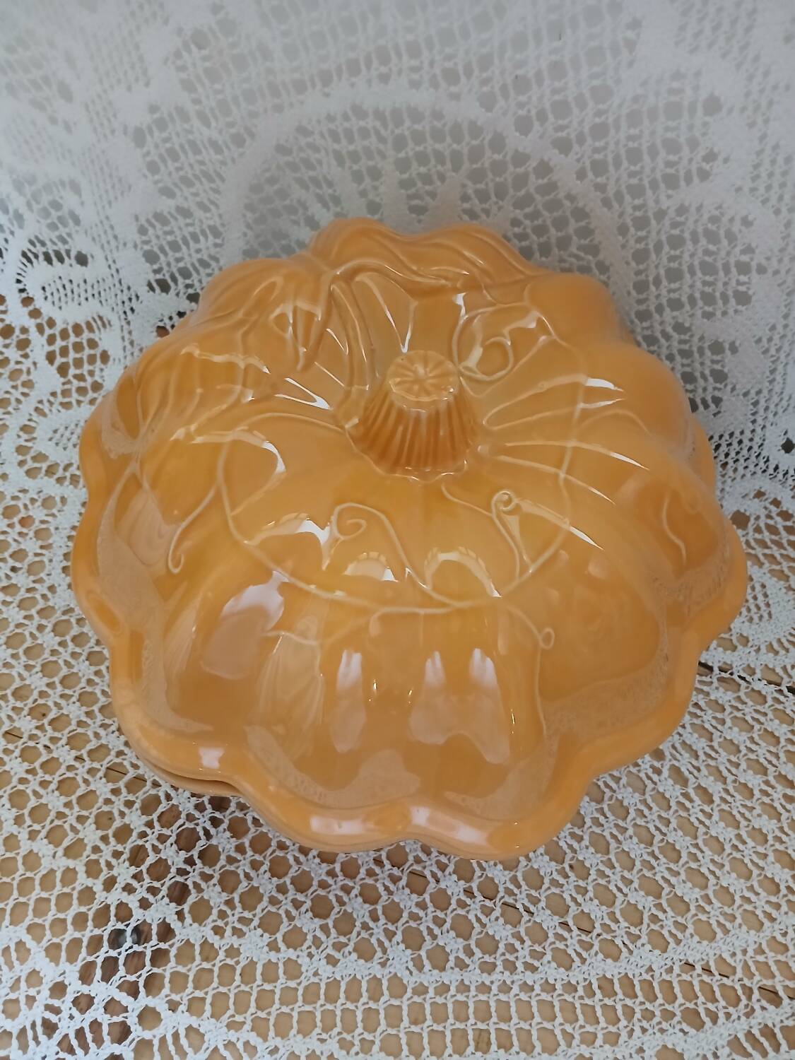 Antique pumpkin slip tureen