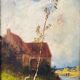 Nineteenth century painting HSP "Landscape with the river" signed + barbizon frame