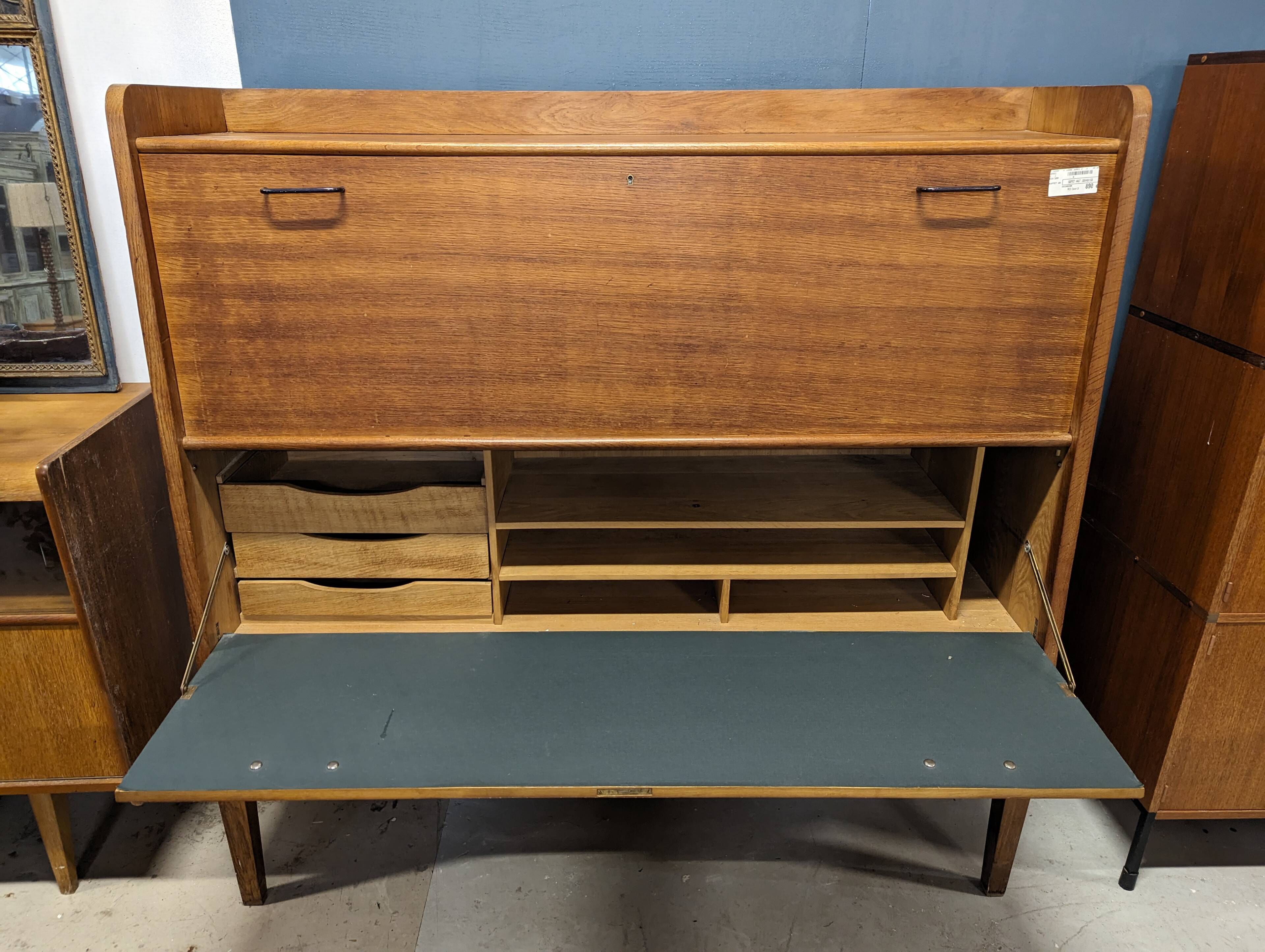 Large oak secretary from the 1940s
