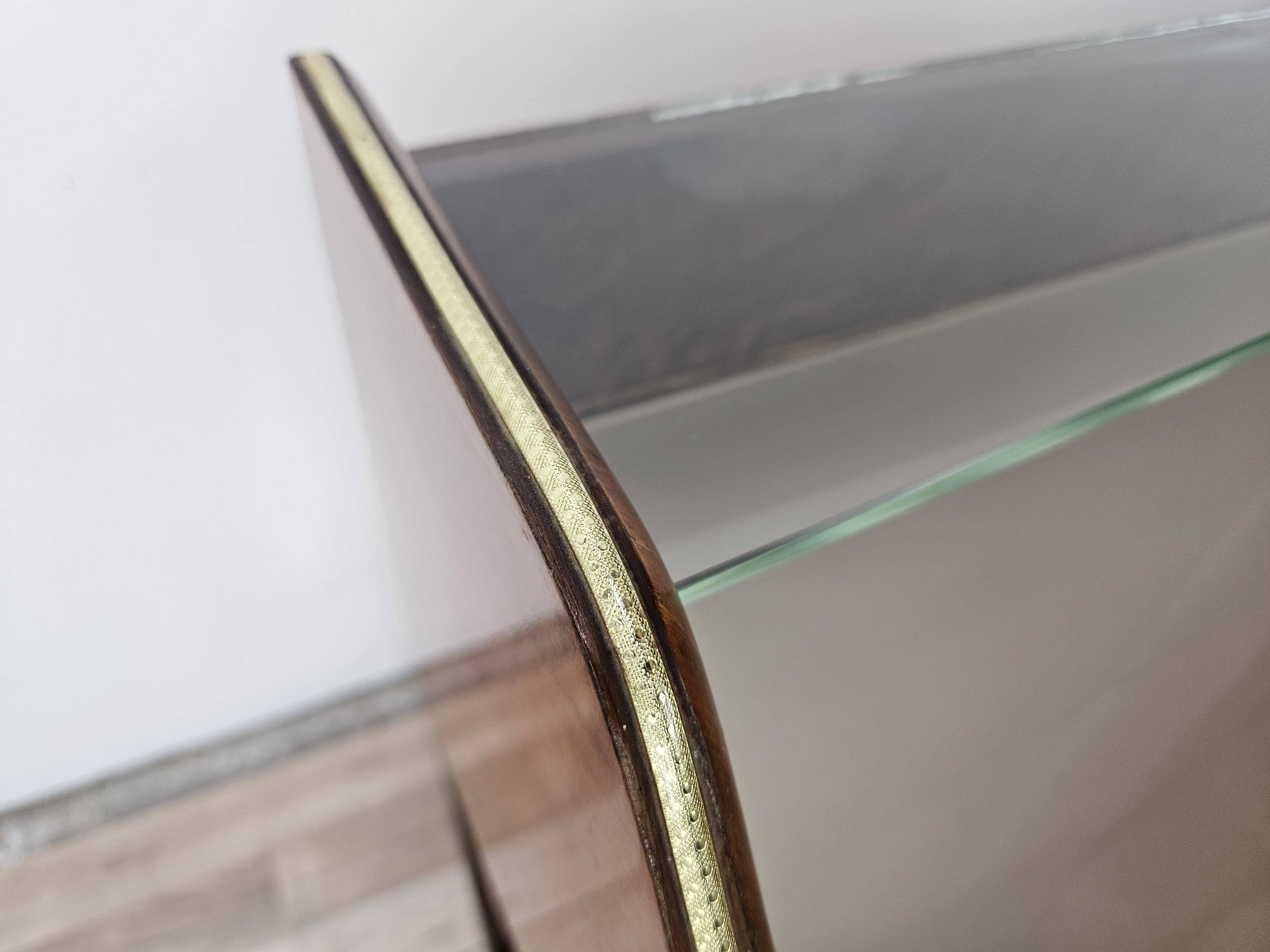 Burl wood dressing table with double glass shelf