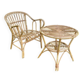 Rattan table and chair set