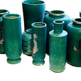 Paire de lampes en céramique Bitossi à glaçure dorée, Italie, 1970