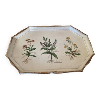 Flowered wooden tray
