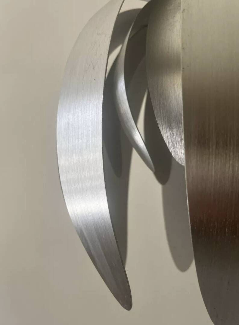 Brushed metal flower pendant light, 1970 design