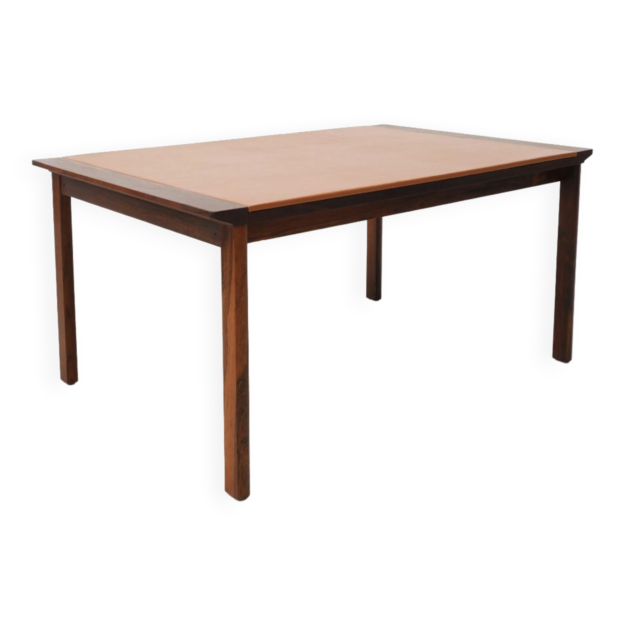 Rosewood and Leather Coffee Table by Hans Olsen