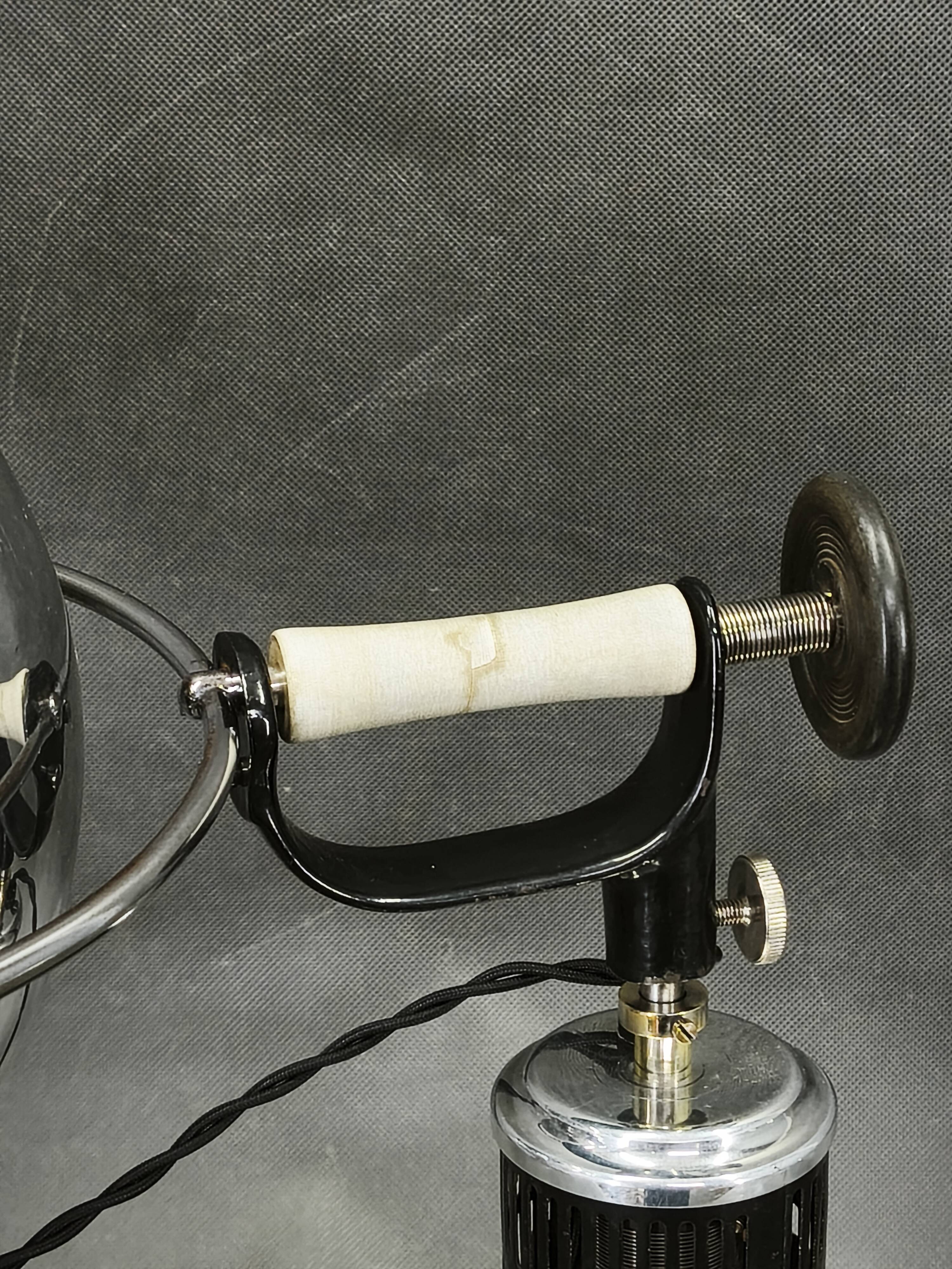 1930s Bauhaus Hanau Quartz Chrome Adjustable Table Lamp, Germany