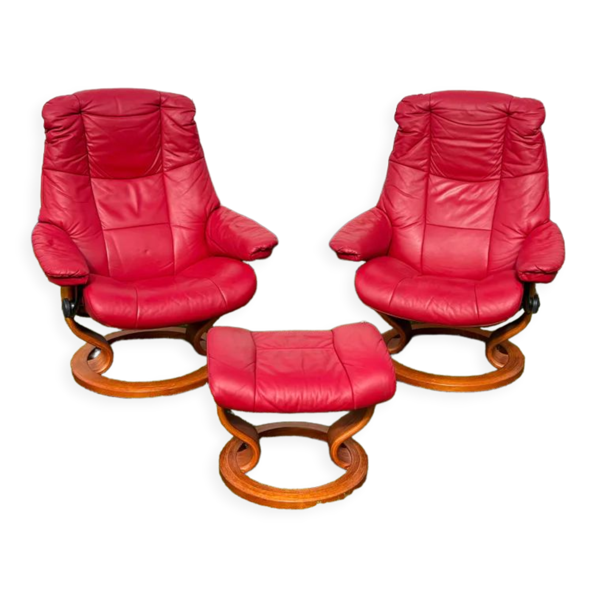 Pair of armchairs Ekornes and ottoman