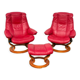 Pair of armchairs Ekornes and ottoman