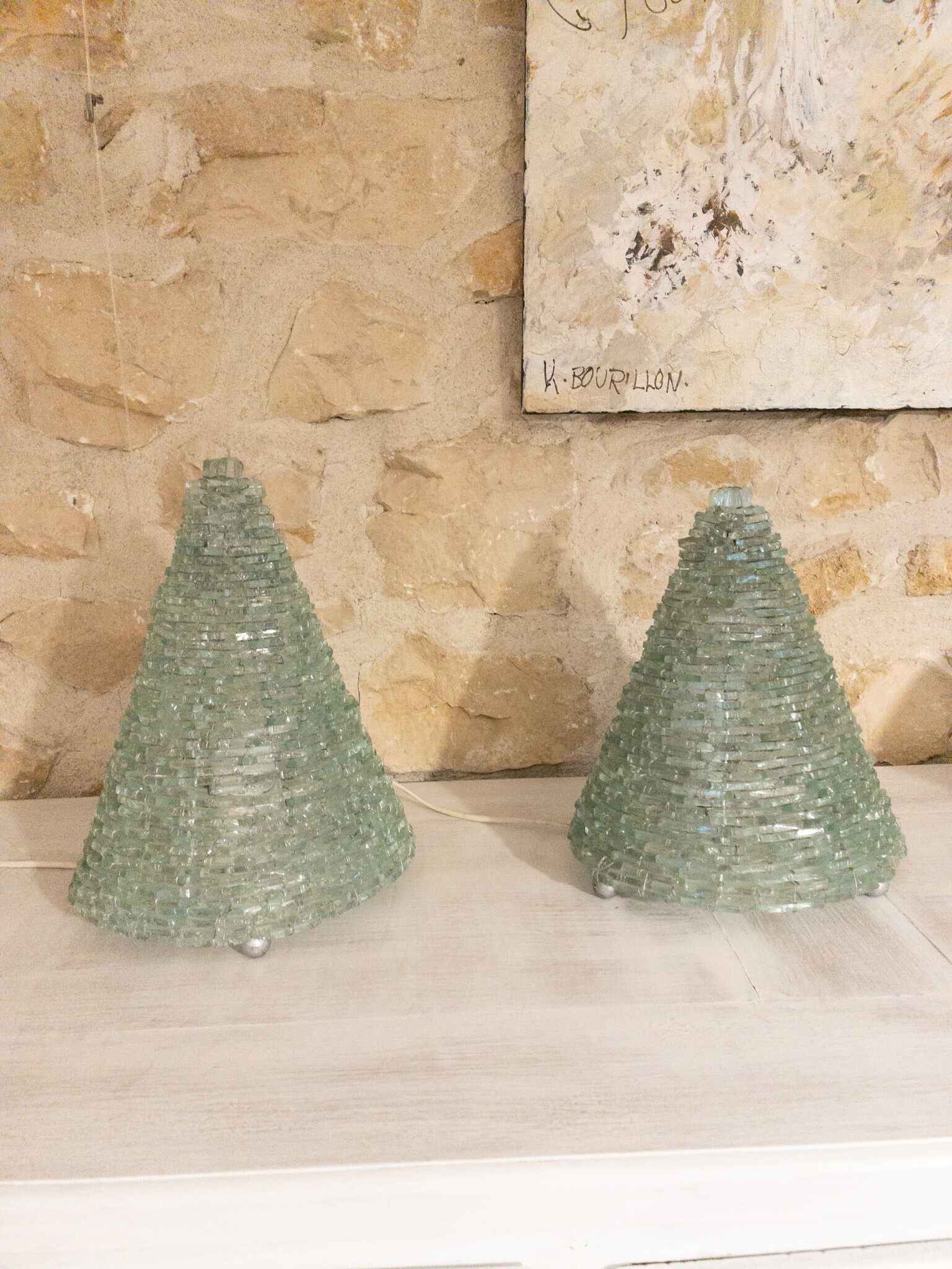 Pair of design glass lamps by Éric Debras