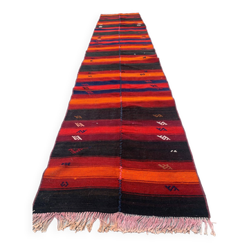 Old Turkish narrow Kilim Runner 274x61 cm shabby chic, vintage kelim