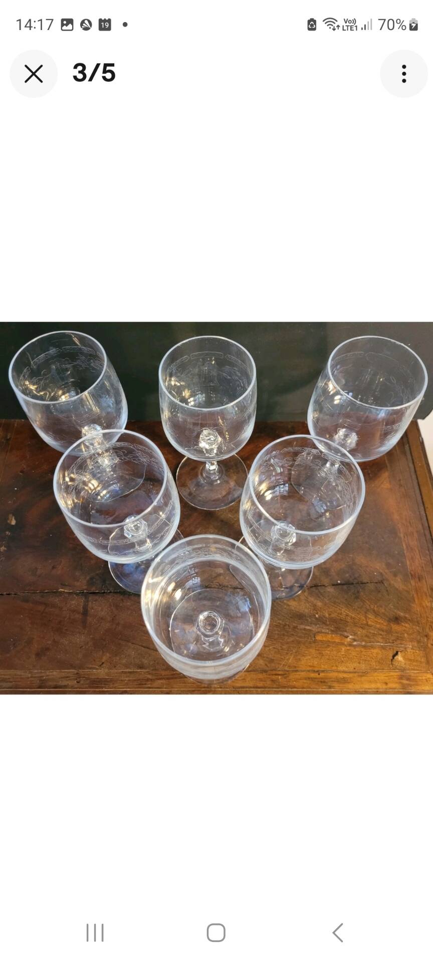 Mikasa wine glasses model Matignon, in clear engraved crystal.