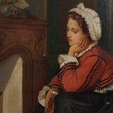 19th-Century French Baroque Interior Scene Painting