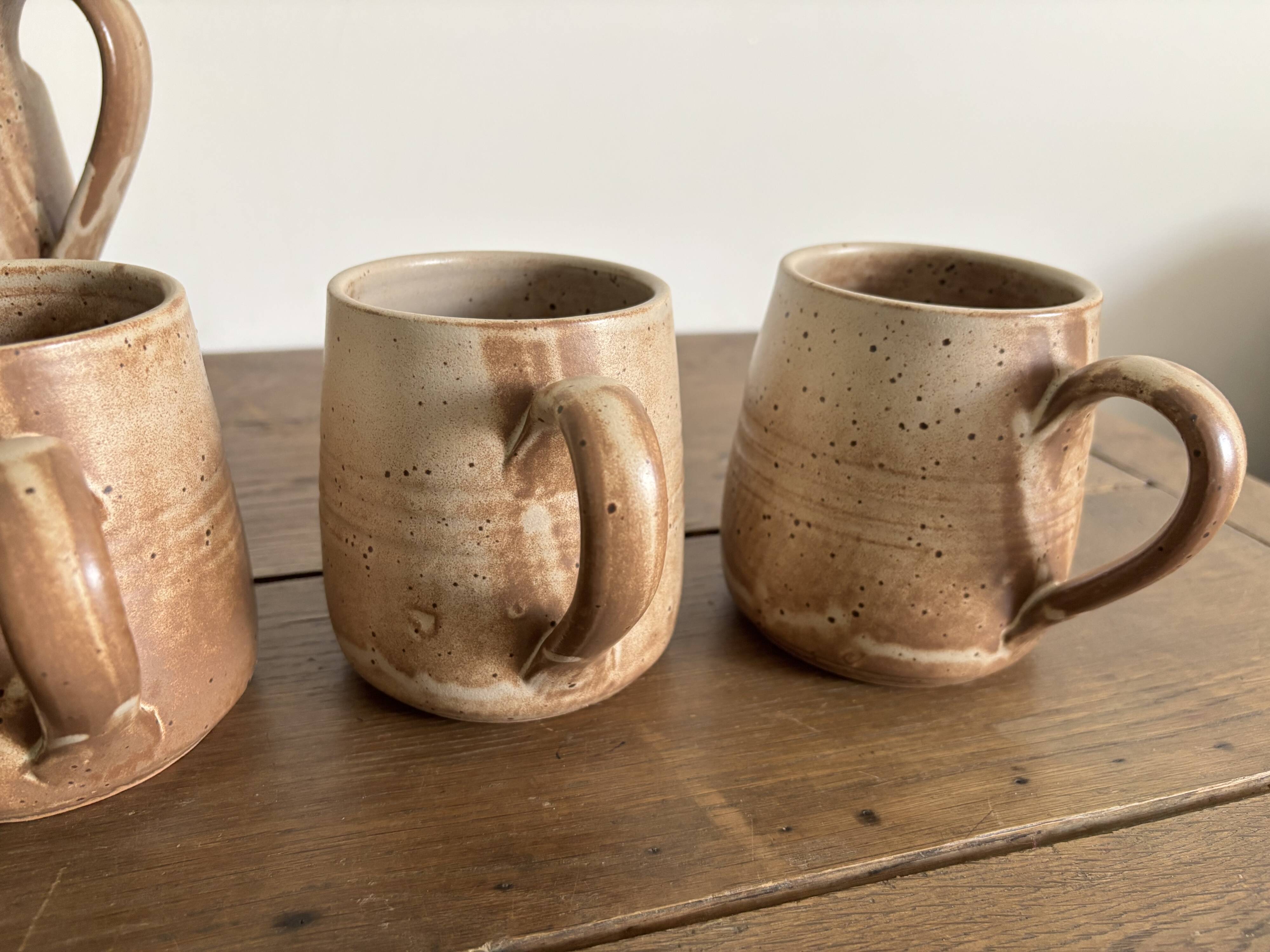 Vintage complete stoneware service – 6 mugs & jug Vallauris