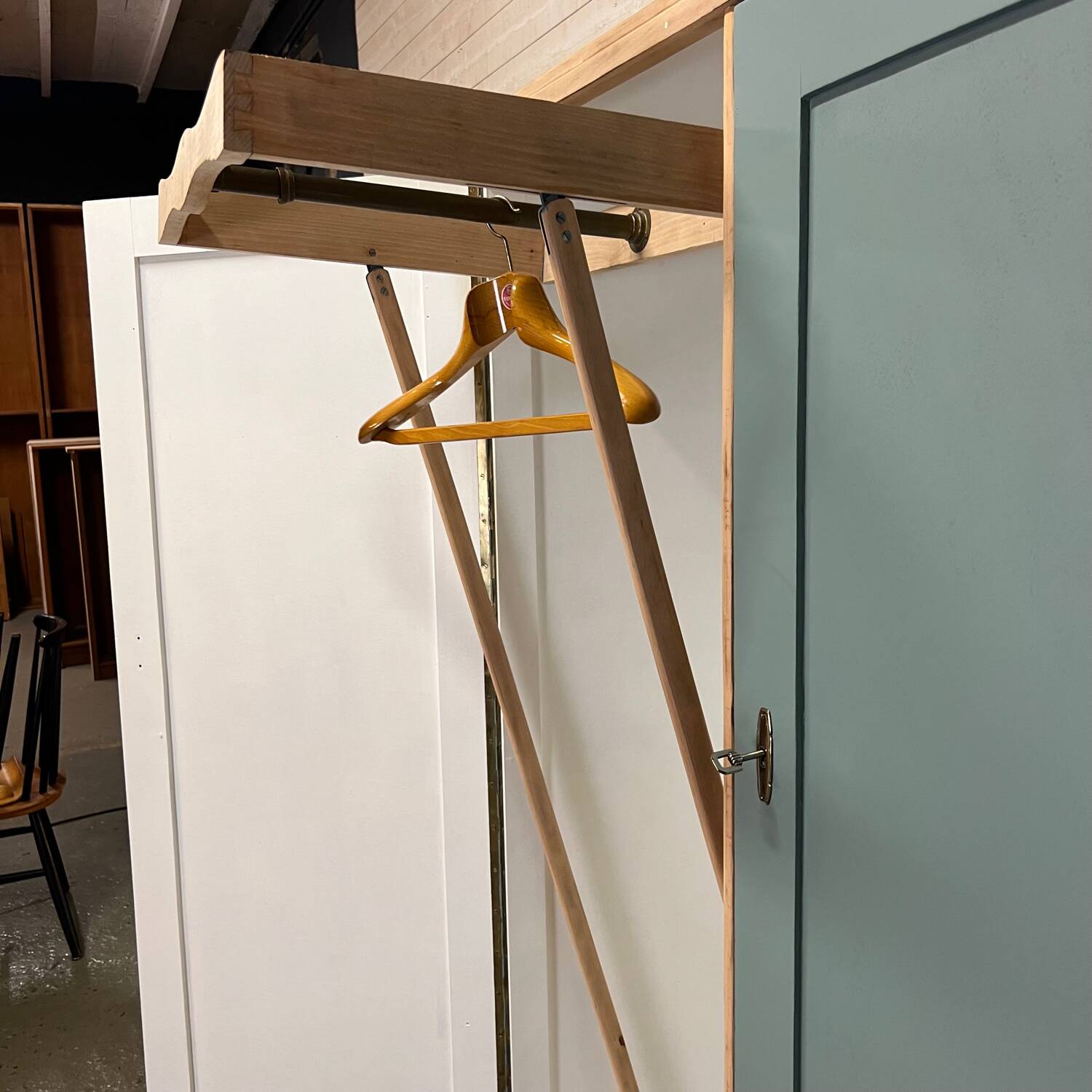 Wardrobe with two wardrobe compartments and drawers