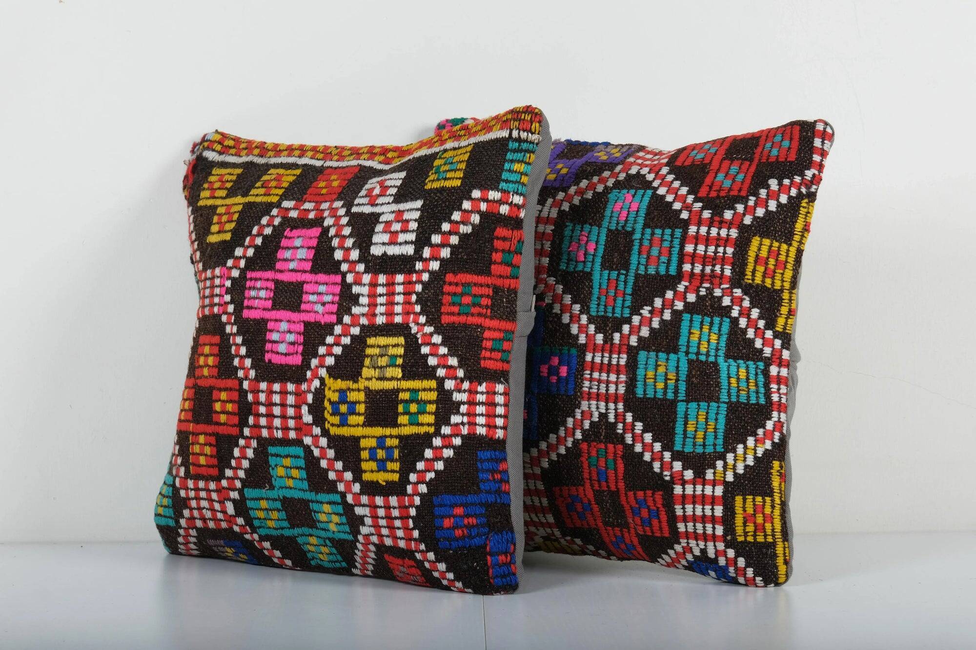 Set of 2 vintage kilim cushion covers 41x41 cm