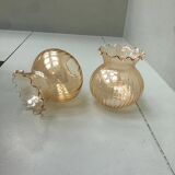 Paire de globes tulipes ambrés