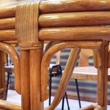 Dining table in rattan and glass 1960
