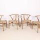 4x Chaise Wishbone CH24 de Hans J. Wegner en chêne, 1990