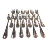 12 fourchettes a huitre metal argente orfevre Ercuis perles 12,2cm