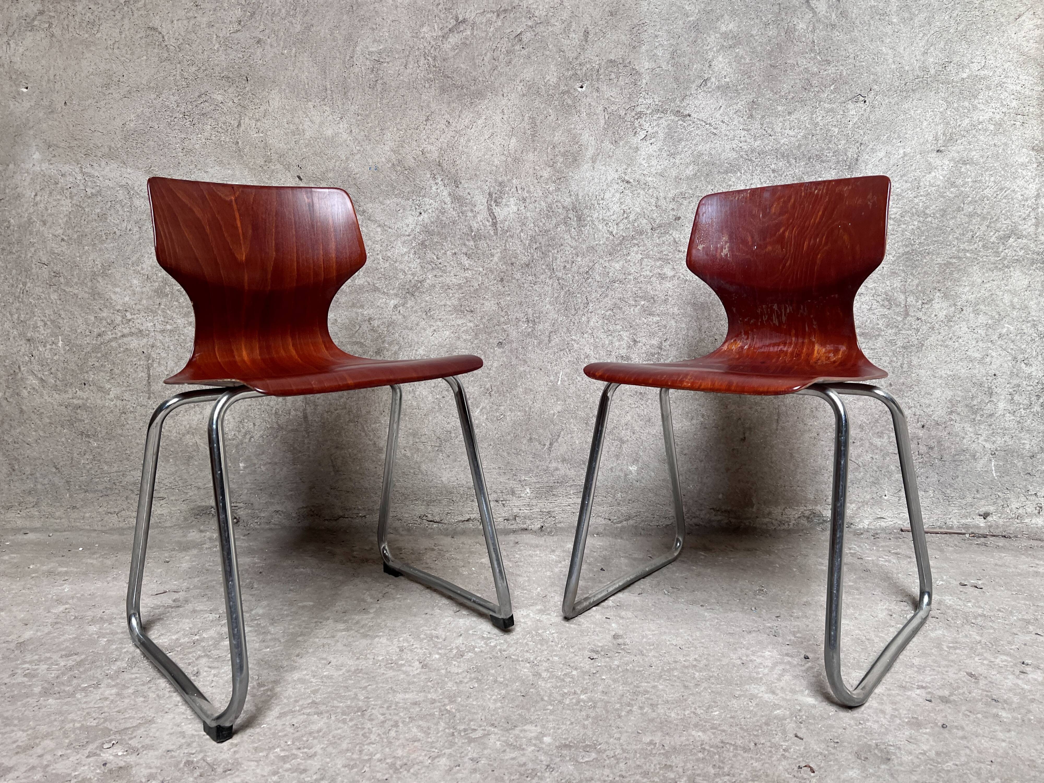 pair of vintage Flötotto chairs in pagwood 1970