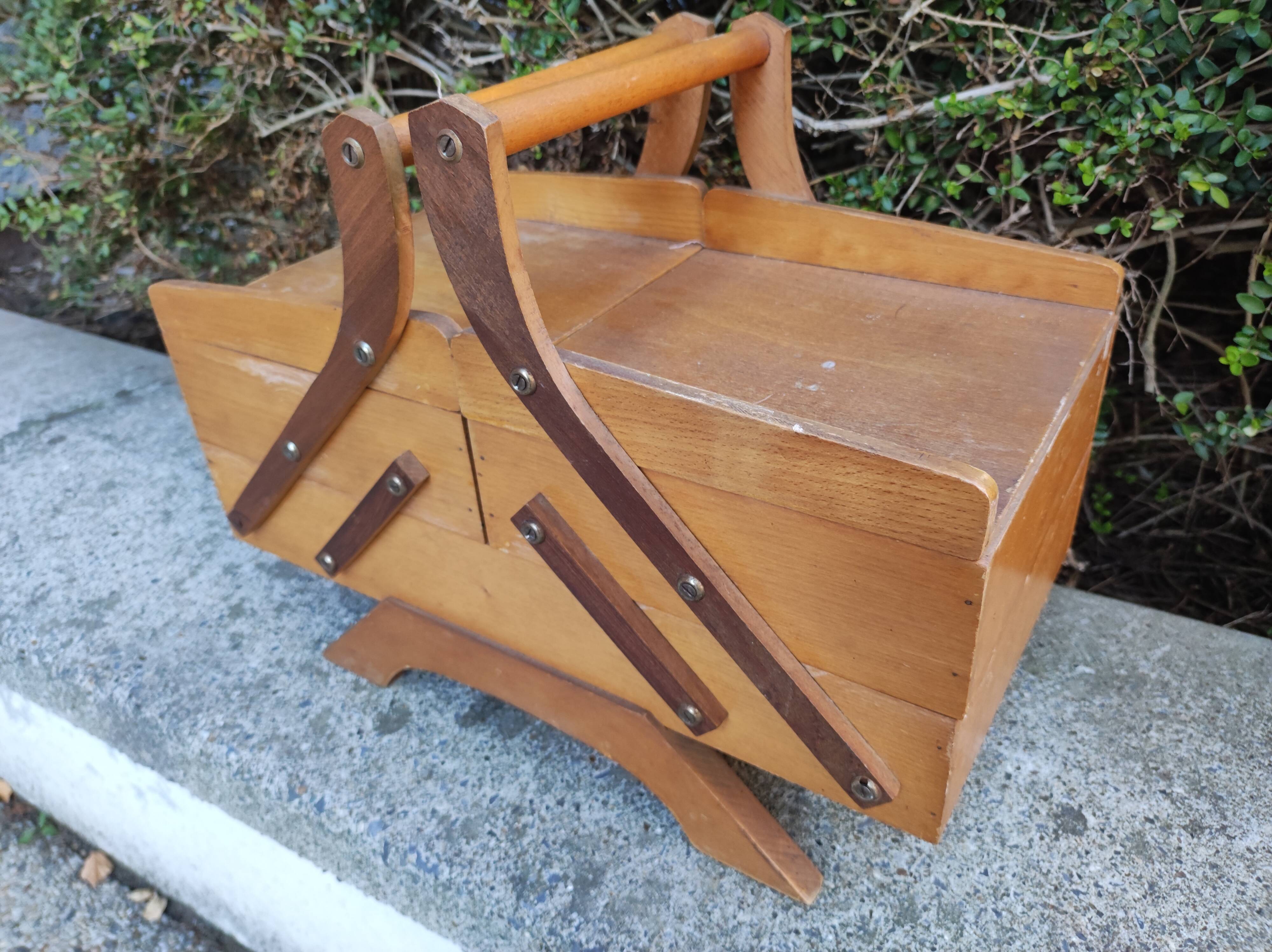 Sewing table, box wood vintage Scandinavian design