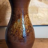 High potter's vase with flared neck with tachist enamel