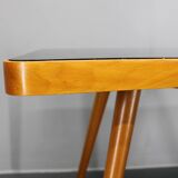 1960s Beech Coffee Table with Glass Top , Czechoslovakia