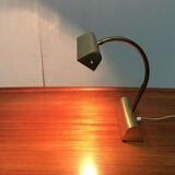 Mid-century brass swan neck table lamp in Hollywood Regency style from the 1960s.