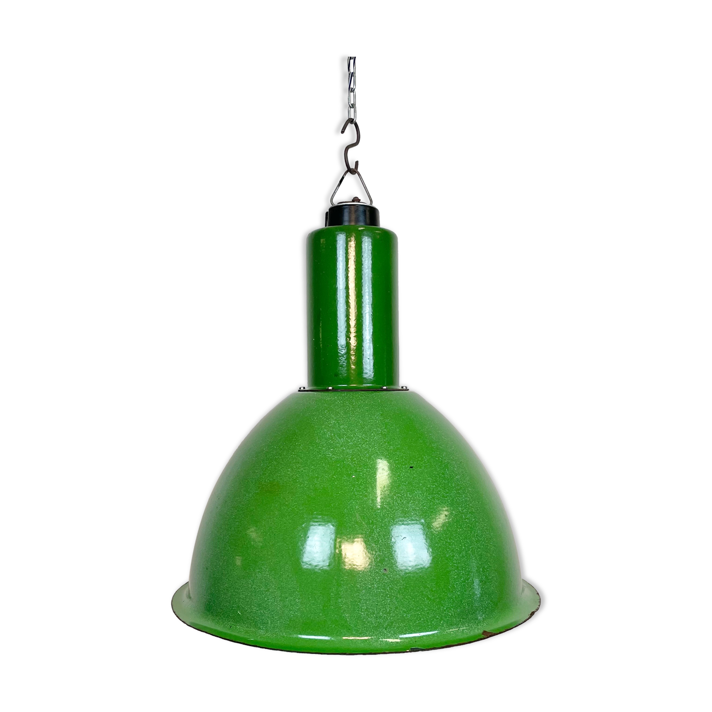 Industrial Soviet Green Enamel Pendant Lamp, 1960s