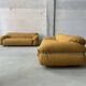 Canapé bouclé jaune Sesann par Gianfranco Frattini pour Cassina, set de 2