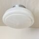 Large round ceiling light in white opaline glass, antique lighting fixture
